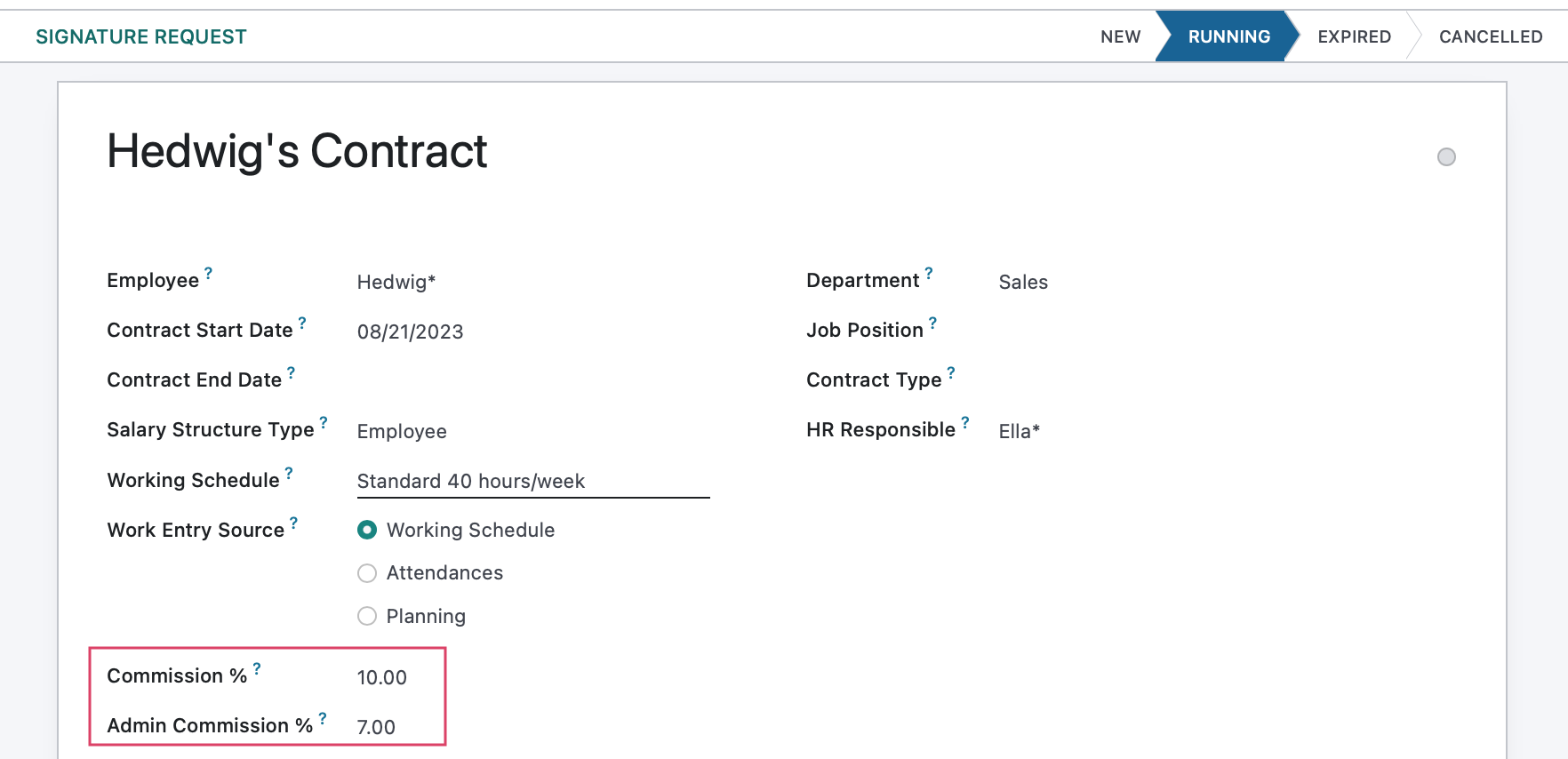 Hibou Commissions Contract Settings