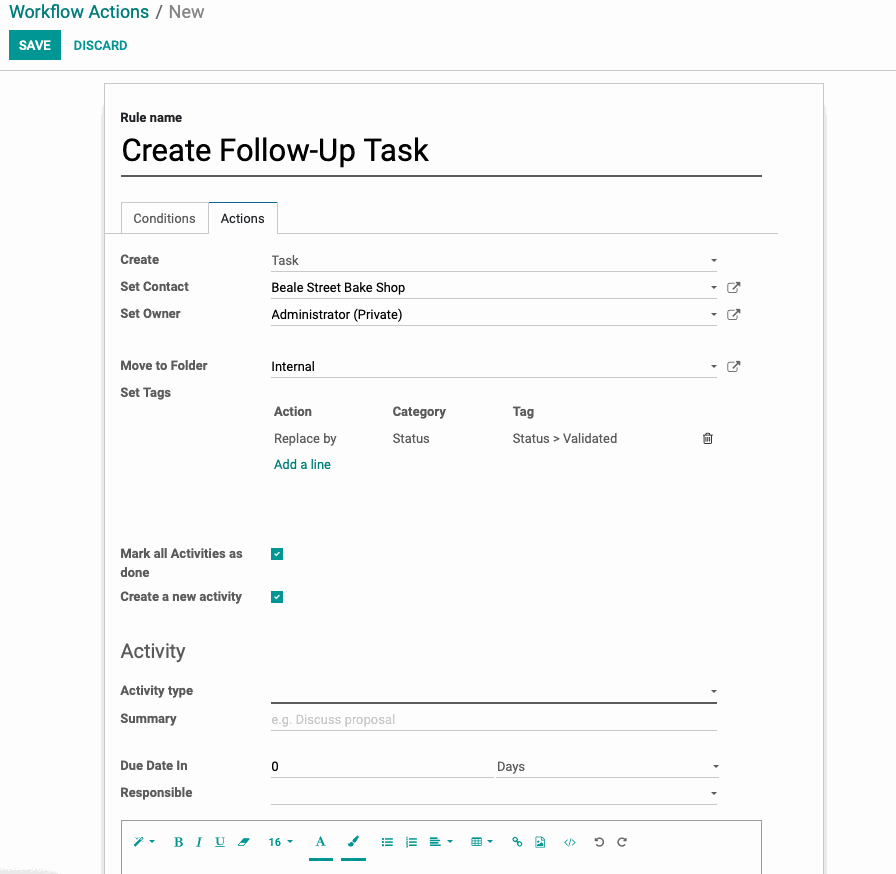Odoo image and text block